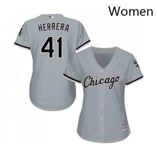 Womens Chicago White Sox 41 Kelvin Herrera Replica Grey Road Cool Base Baseball Jersey
